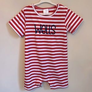 boys romper w/ monogram name Wells | 3T